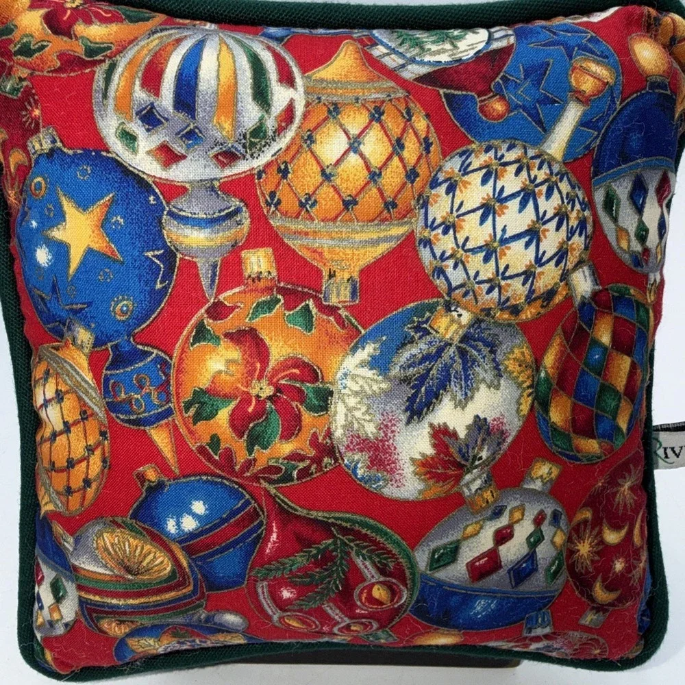 Vintage Christmas Pillow Colorful Old Fashioned Ornaments 8